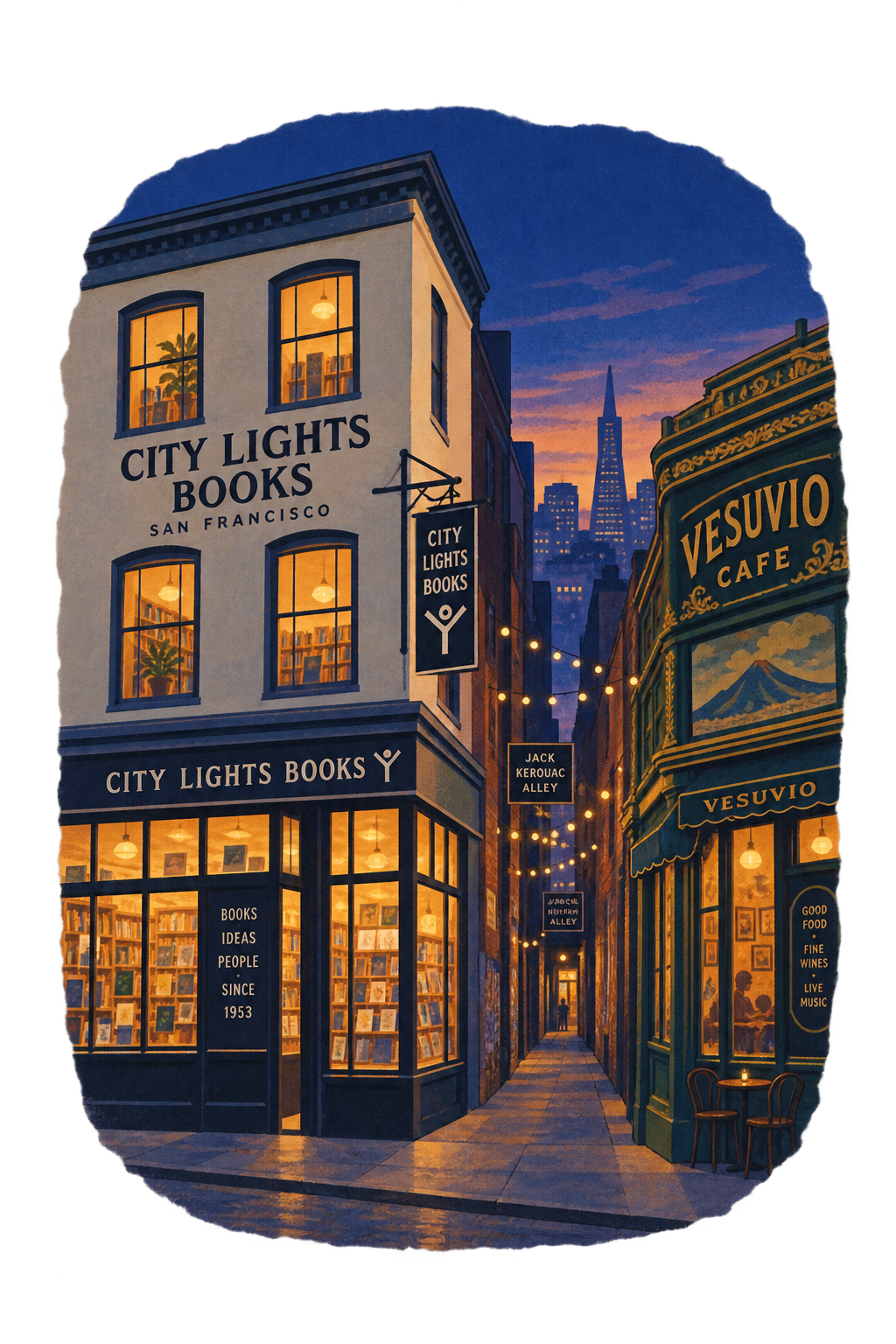 City Lights, painted vignette