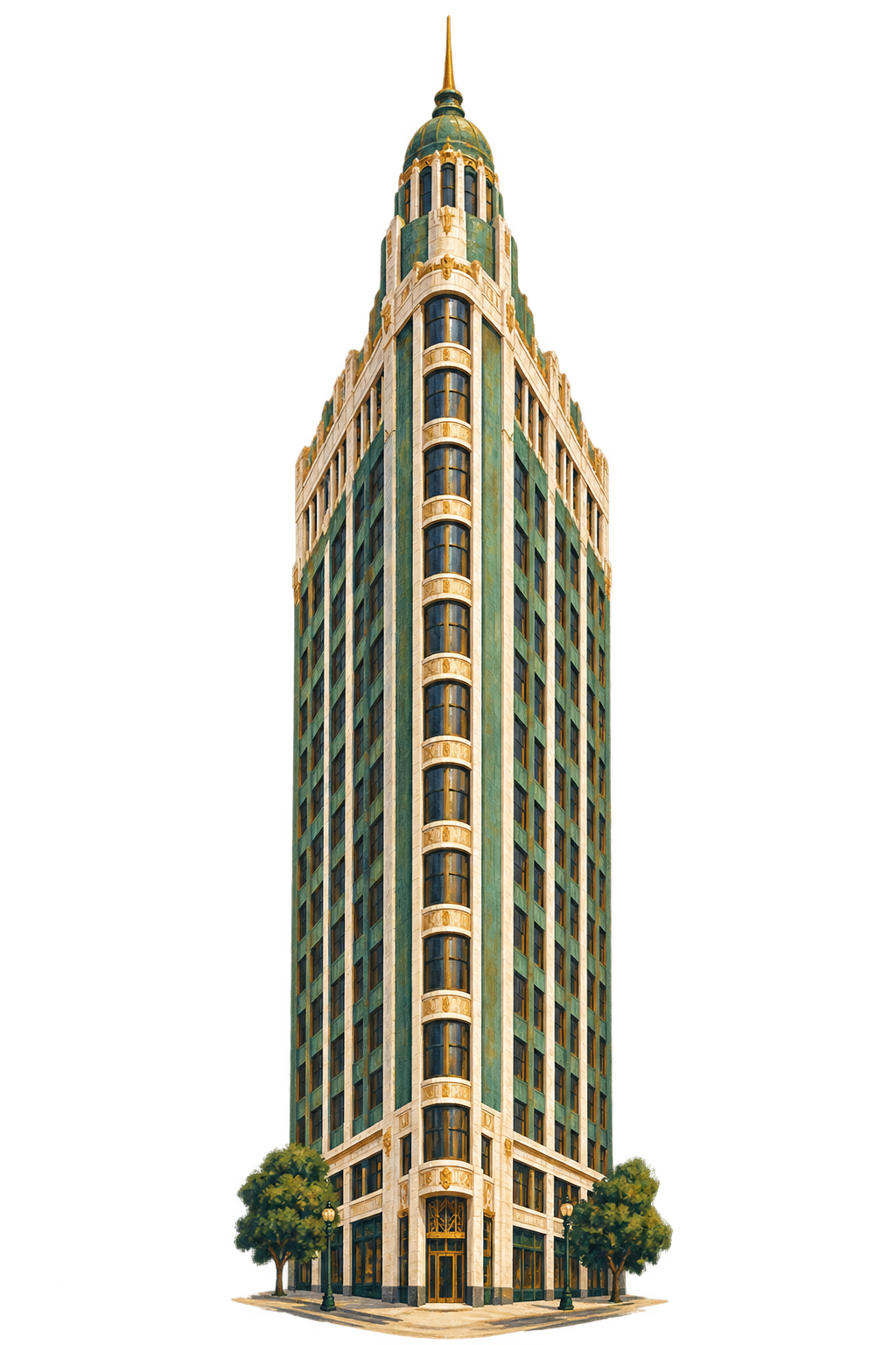 Sentinel Building, painted vignette